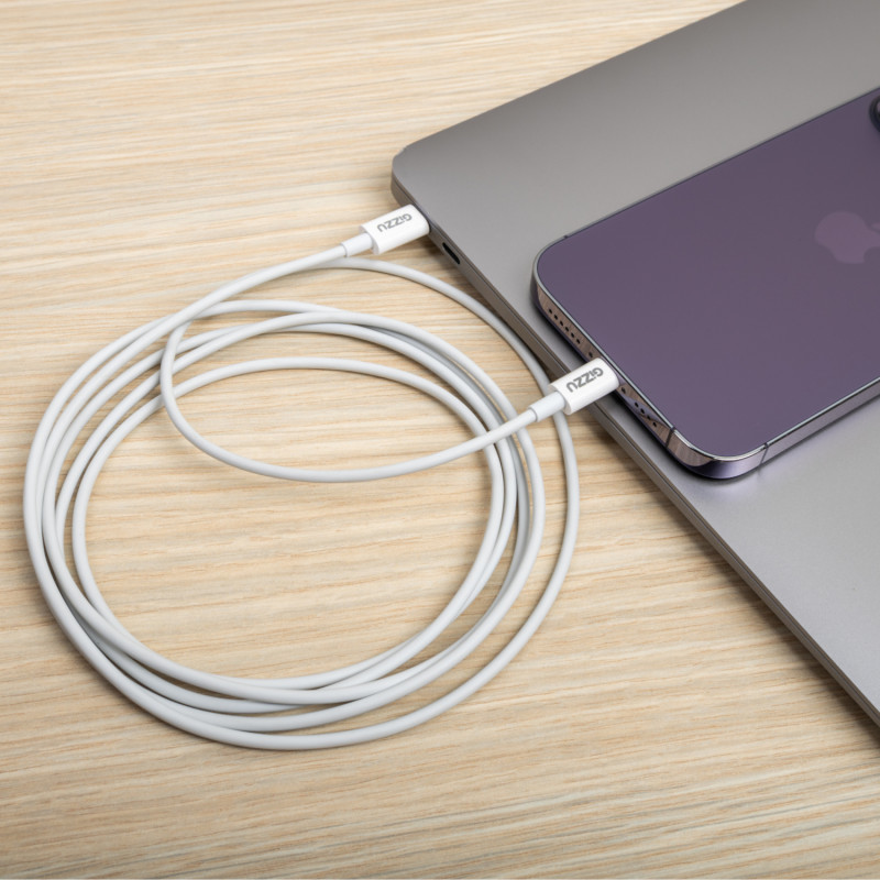 Gizzu USB-C uz Lightning kabelis, 1,8 m, 27 W PD, balts (GCPU2L18)