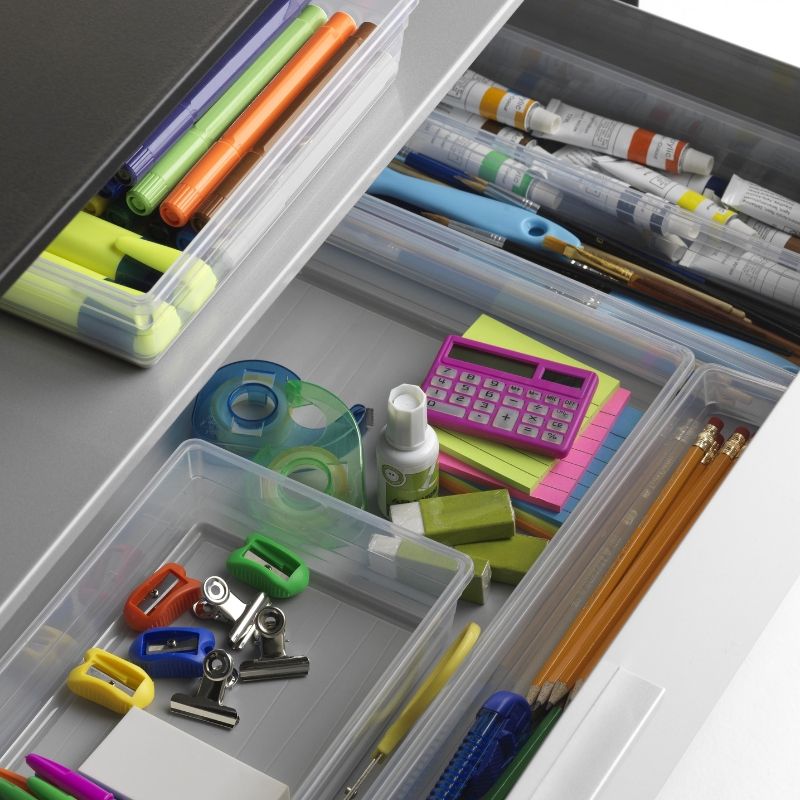 KIS Sistemo Organizer 4 atvilktņu organizators, 30 x 7,5 x 5 cm, caurspīdīgs/gaiši pelēks