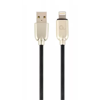 Gembird USB 2.0 kabelis USB-A spraudnis uz Lightning spraudnis, gumijas pīts, 1 m, melns (CC-USB2R-AMLM-1M)