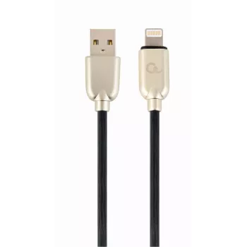 Gembird USB 2.0 kabelis USB-A spraudnis uz Lightning spraudnis, gumijas pīts, 1 m, melns (CC-USB2R-AMLM-1M)