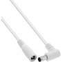 InLine® DC pagarinājuma kabelis ar leņķa spraudni, 5.5 x 2.5 mm, balts, 0.2 m