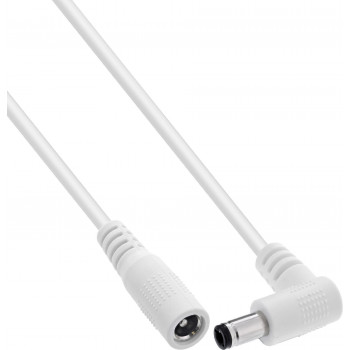 InLine® līdzstrāvas pagarinājuma kabelis ar leņķa spraudni, 5.5 x 2.1 mm, balts, 0.2 m