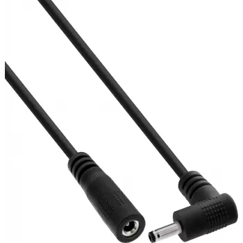 InLine® līdzstrāvas pagarinājuma kabelis ar leņķa spraudni, 3.5 x 1.35 mm, melns, 0.2 m
