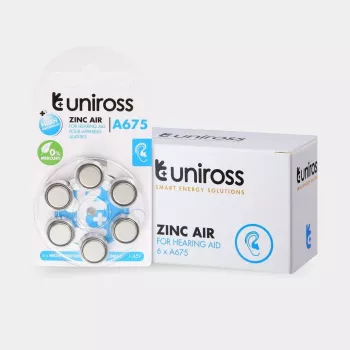 Uniross A675 pogu baterijas dzirdes aparātiem 540mAh, 6 gab.