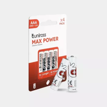 Uniross Max Power sārma baterijas AAA / LR03 1300mAh, 4 gab.