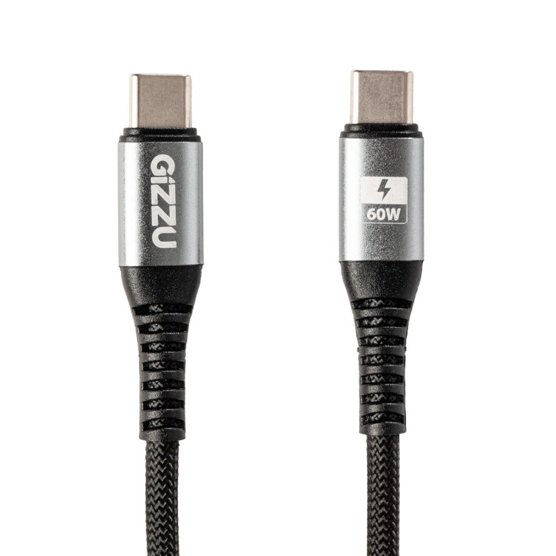 Gizzu USB-C uz USB-C kabelis 60W 480Mbps, 1 m