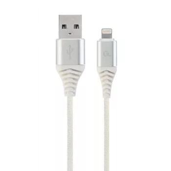 Gembird USB 2.0 – Lightning (8-pin) kabelis ar tekstila pinumu, 2 m, balts