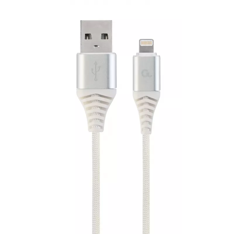 Gembird USB 2.0 – Lightning (8-pin) kabelis ar tekstila pinumu, 2 m, balts