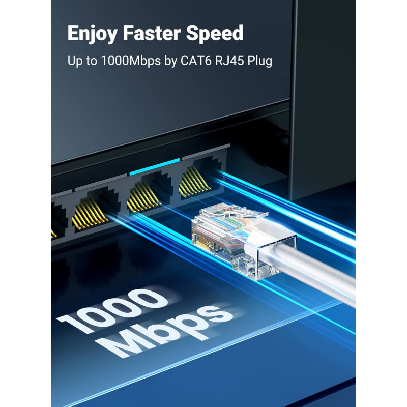 UGREEN Cat6 RJ45 modulārie spraudņi (50 gab.) – caurspīdīgi ar zelta kontaktiem