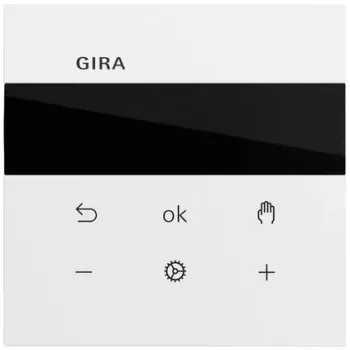Gira S3000 istabas temperatūras regulators ar displeju, System 70, tīri balts (539370)