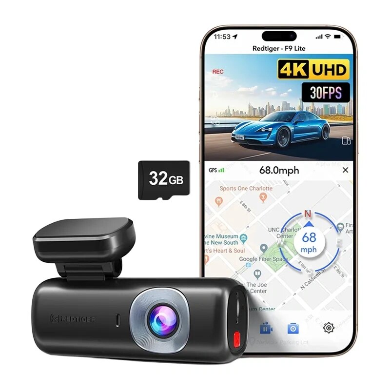 REDTIGER F9 Lite 4K automašīnas videokamera, 32GB