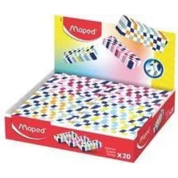 Maped plastmasas dzēšgumija, krāsaini rūtaina, bez ftalātiem un PVC, 20 gabalu displejs (123501)