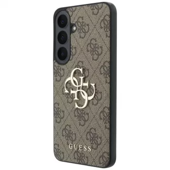 Guess Leather 4G Metal Logo maciņš Samsung Galaxy S26 FE, brūns