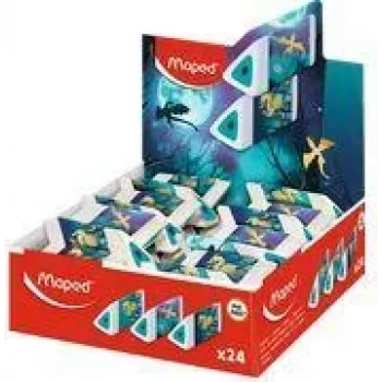 Maped Pyramide DRAGON plastmasas dzēšgumija, balta, trīsstūrveida, bez ftalātiem un PVC, 24 gabalu displejs (119527)