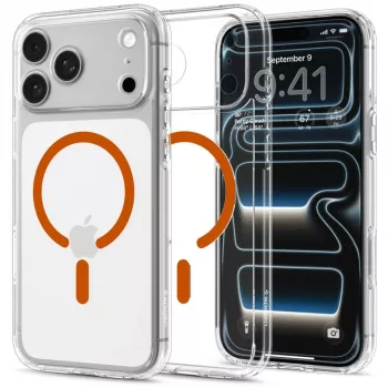 Spigen Ultra Hybrid MagSafe vāciņš iPhone 17 Pro Max / 18 Pro Max, caurspīdīgs/oranžs (ACS12122)