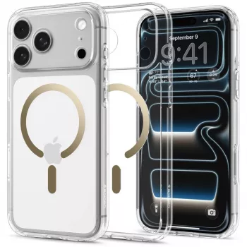 Spigen Ultra Hybrid MagSafe vāciņš iPhone 17 Pro / 18 Pro, caurspīdīgs/zelta (ACS12157)