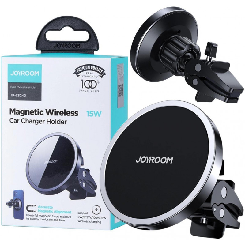 Joyroom JR-ZS240 magnētiskais turētājs automašīnai ar 15W Qi bezvadu lādētāju, MagSafe