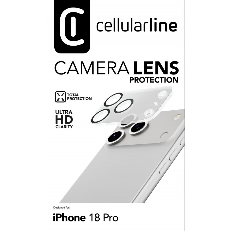 Cellularline kameras objektīva aizsargs iPhone 18 Pro, caurspīdīgs