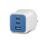 Targus HyperJuice Flex 65W GaN lādētājs, 2x USB-C + 1x USB, Snorkel Blue (HJ1202BUEU)