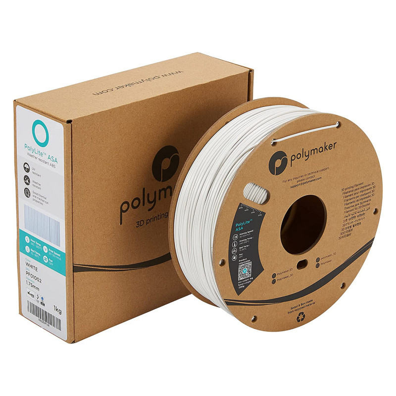 Polmask ASA 3D printera kvēldiegs, 1,75 mm, 1 kg - balts (PF01002)