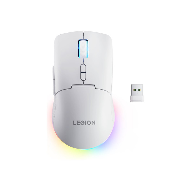 Lenovo Legion M220 RGB bezvadu spēļu pele, 2.4 GHz / Bluetooth / vadu, Glacier White (GY51V60437)