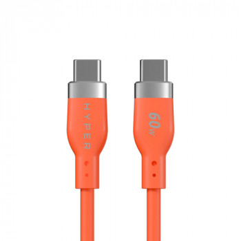 Targus HyperJuice Flex silikona uzlādes kabelis USB-C – USB-C, USB 2.0, 1,5 m, oranžs (HJ4011OGGL)