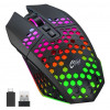 GameBox Gaming pele RGB 2.4GHz bezvadu pele ar dobās čaulas dizainu + USB uzlāde 1600 DPI melna