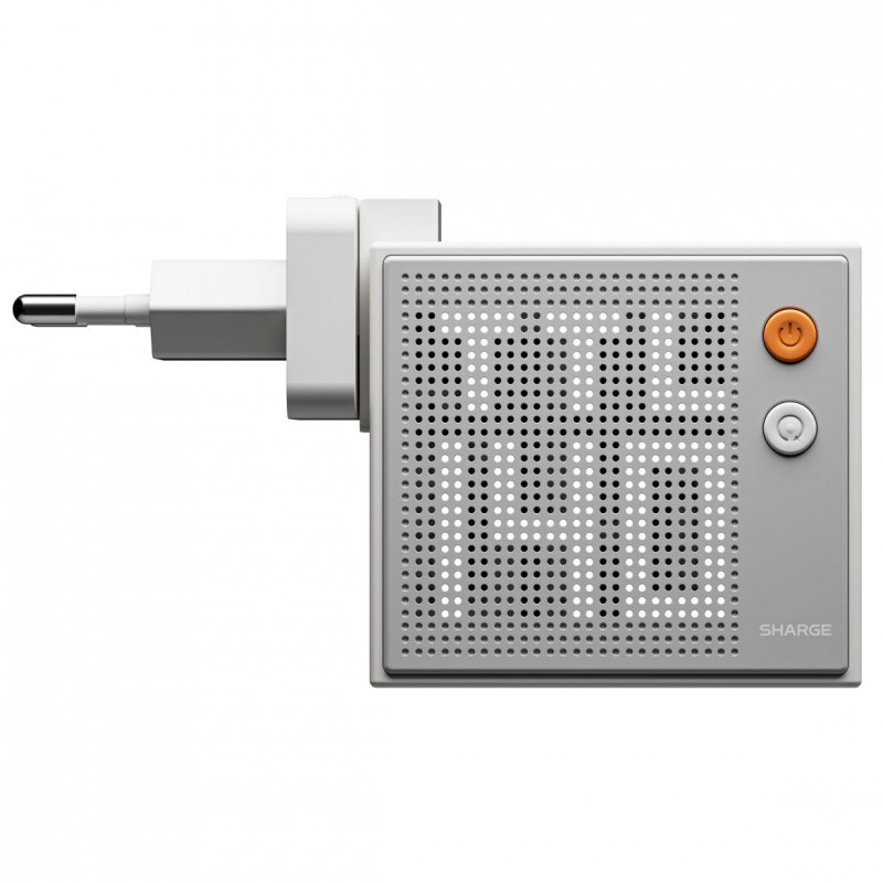 SHARGE Pixel 140 GaN lādētājs, 140W, 3x USB-C, punktmatricas displejs - balts