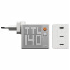 SHARGE Pixel 140 GaN lādētājs, 140W, 3x USB-C, punktmatricas displejs - balts