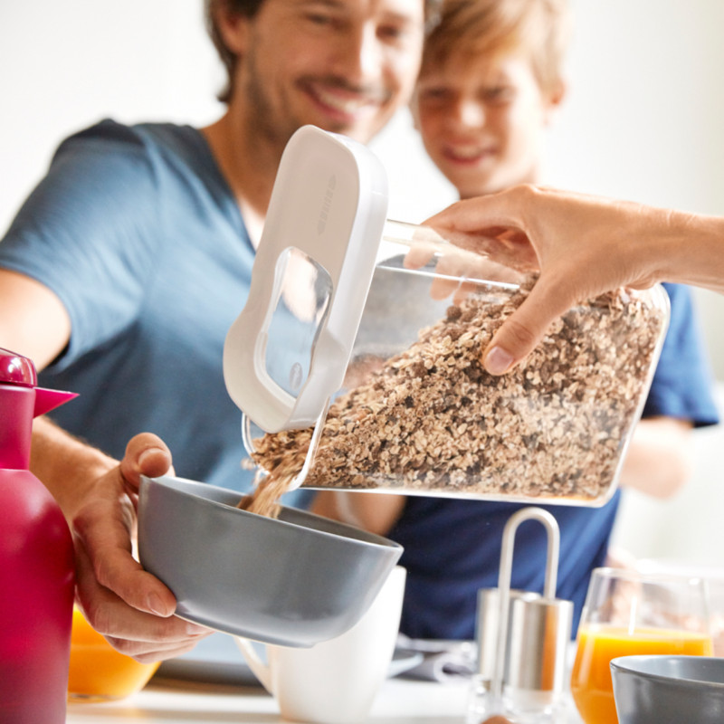 emsa Sausās barības uzglabāšanas trauks OPTIMA, taisnstūra, 1.0 litrs, caurspīdīgs/balts, svaiguma blīvējums, bez BPA, plastmasa