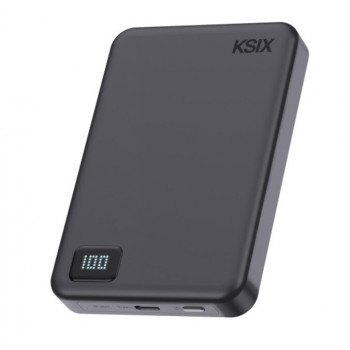 Ksix Powerbank Magslim 10000 mAh magnētiskais 15W USB-C PD 20W ar digitālo displeju, melns