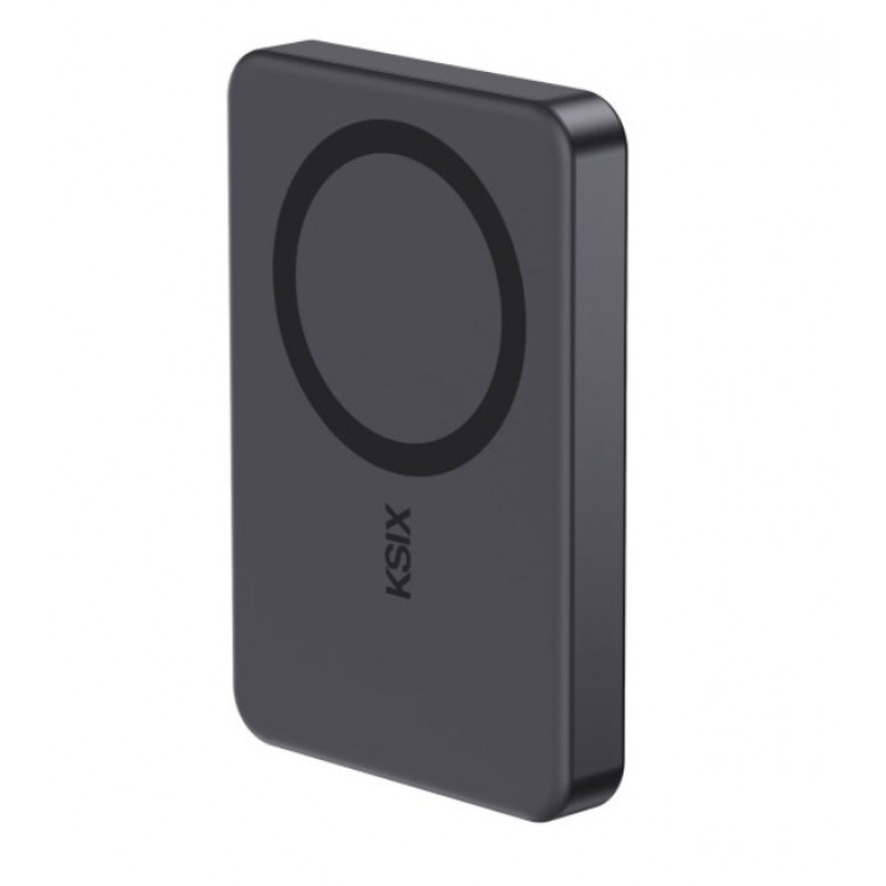 Ksix Powerbank Magslim 10000 mAh magnētiskais 15W USB-C PD 20W ar digitālo displeju, melns