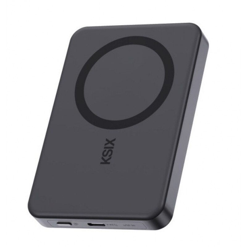Ksix Powerbank Magslim 10000 mAh magnētiskais 15W USB-C PD 20W ar digitālo displeju, melns