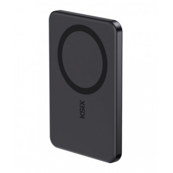 Ksix Powerbank Magslim 5000 mAh magnētiskais USB-C PD 20W ar digitālo displeju, melns