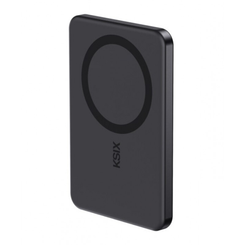 Ksix Powerbank Magslim 5000 mAh magnētiskais USB-C PD 20W ar digitālo displeju, melns