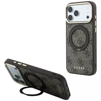 Guess Ring Stand 360 4G Classic Logo MagSafe vāciņš iPhone 18 Pro / 17 Pro, brūns