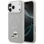 Karl Lagerfeld Karl & Choupette Pins MagSafe vāciņš iPhone 17 Pro, pelēks