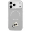 Karl Lagerfeld Karl & Choupette Pins MagSafe vāciņš iPhone 17 Pro, pelēks