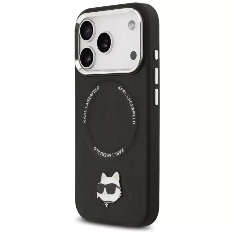 Vāciņš Karl Lagerfeld Choupette Pin MagSafe iPhone 17 Pro Max melns