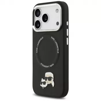 Karl Lagerfeld Karl & Choupette Pins MagSafe vāciņš iPhone 17 Pro Max, melns