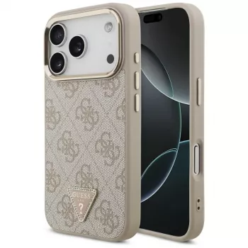Guess 4G Triangle Logo MagSafe vāciņš iPhone 18 Pro / 17 Pro, rozā zelta