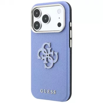 Guess Grained & Big Resin Logo vāciņš iPhone 18 Pro Max / 17 Pro Max, zils
