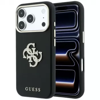 Guess Smooth & Big Strass Logo vāciņš iPhone 18 Pro / 17 Pro, melns