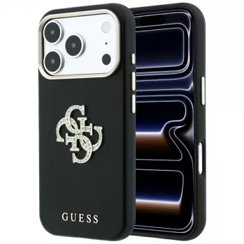Guess Smooth & Big Strass Logo vāciņš iPhone 18 Pro Max / 17 Pro Max, melns