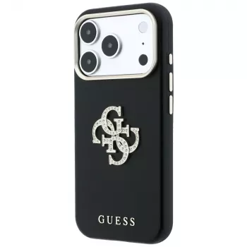 Guess Smooth & Big Strass Logo vāciņš iPhone 18 Pro Max / 17 Pro Max, melns