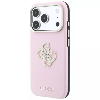 Guess Smooth & Big Strass Logo vāciņš iPhone 18 Pro Max / 17 Pro Max, rozā