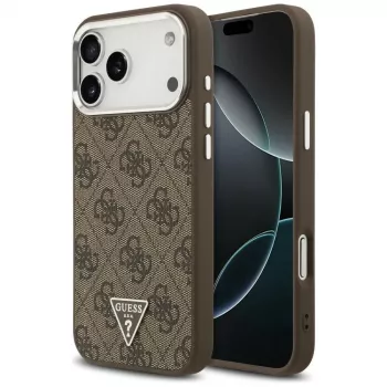 Guess 4G Triangle Logo MagSafe vāciņš iPhone 18 Pro Max / 17 Pro Max, brūns/sudraba