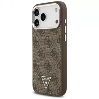 Guess 4G Triangle Logo MagSafe vāciņš iPhone 18 Pro Max / 17 Pro Max, brūns/sudraba