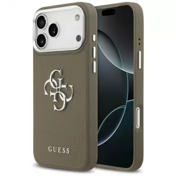 Guess Grained Big 4G Classic Logo vāciņš iPhone 17 Pro Max (brūns)