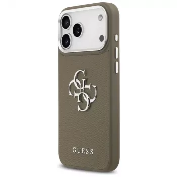 Guess Grained Big 4G Classic Logo vāciņš iPhone 17 Pro Max (brūns)